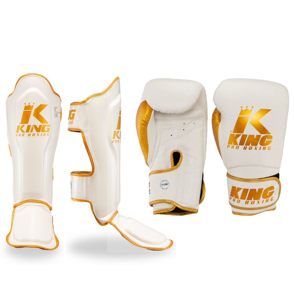 KING - Star gold set - Scheenbeschermers + bokhandschoenen