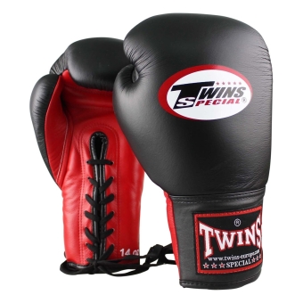Twins Special | Bokshandschoenen | Met Veters | BGLL-1 | Zwart met blauw