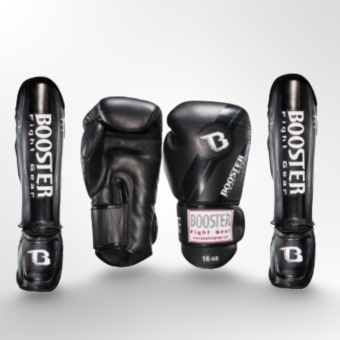 Booster - Fightset V3 zwart - Bokshandschoenen + scheenbeschermers