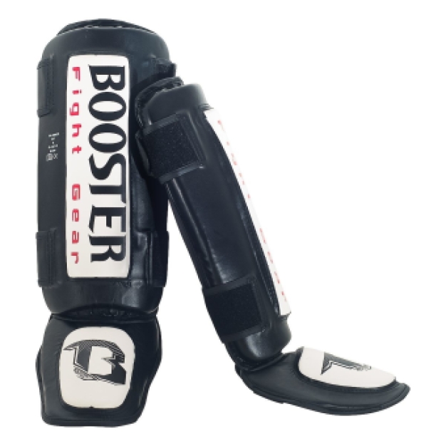 Booster Fightgear - Scheenbeschermers - Thai striker -Zwart-WIT