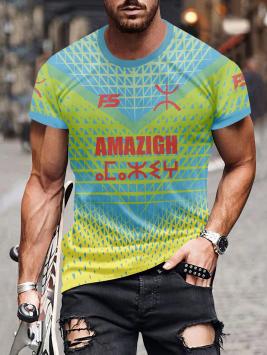 FIGHTSENSE Amazigh Performance T-Shirt – Geel/Blauw – Technisch Polyester – Berber Style