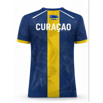 FightSense Curaçao Performance T-Shirt – Blauw/Geel tgewicht en comfortabel  Geschikt voor training en sportieve lifestyle