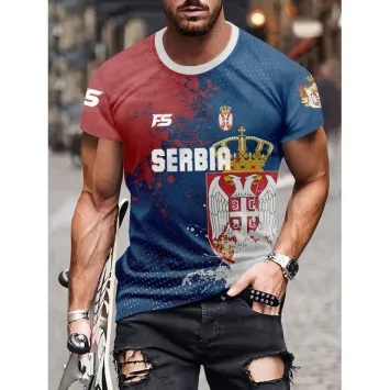 Fightsense Serbia Pride Performance Shirt – SERVIE – Rood/Blauw/Wit – Performance Polyester 