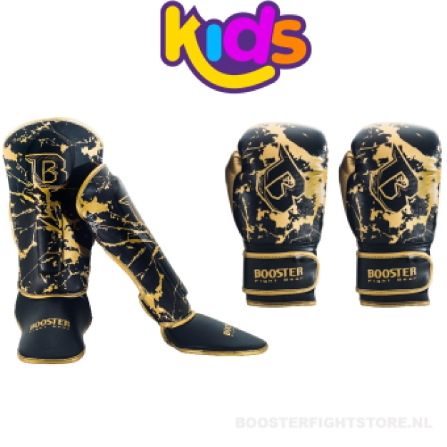 Booster Fight Gear - Bokshandschoenen + scheenbeschermers - Kids - Marble Goud set