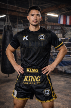 KING PRO BOXING - TSHIRT - KPB 08 TEE 1- ZWART/GEEL