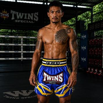 Twins Special TTBL RACING BLUE/YELLOW Muay Thai Short